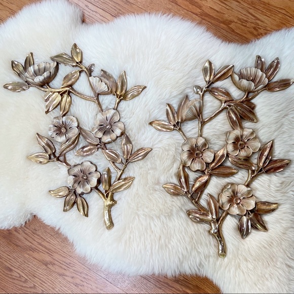 Vintage Syroco Flower Wall Decor Set Boho Home